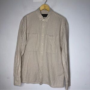 abercrombie fitch tan Textured Plaid Collar Long Sleeve Button Down Medium